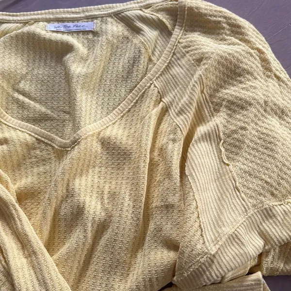 We the free free people yellow waffle long sleeve Small - Image 4