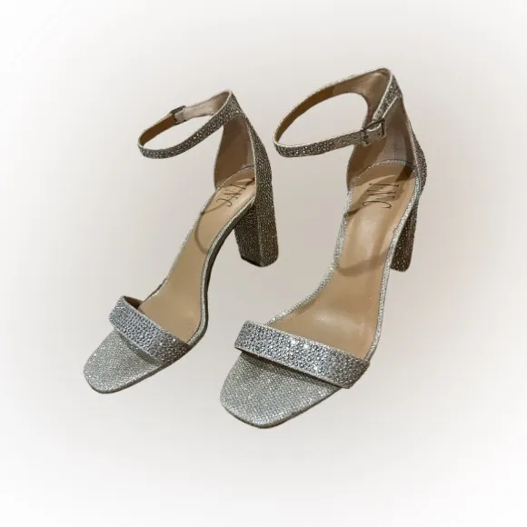 Elegant Silver Rhinestone Women's Heels Sz 8 - Image 2