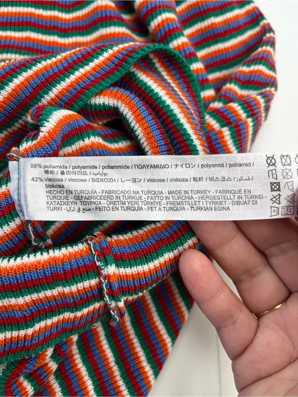 ZARA Multicolored Stripe Knit Mini Dress Medium Stretch Womens Medium - Image 5