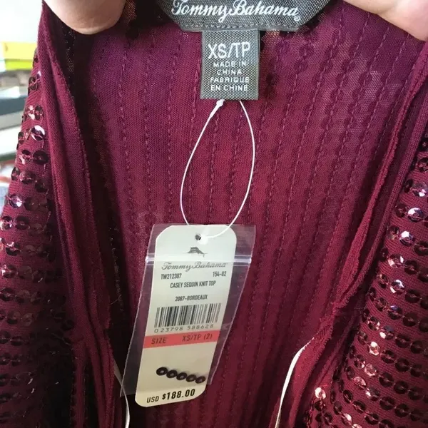 Tommy Bahamas NWT Casey Sequin Bordeaux blouse - Image 4
