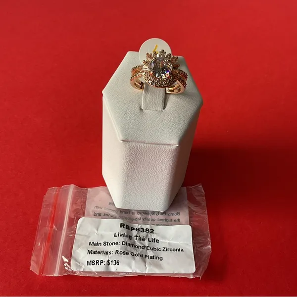 Bomb Party RBP6382 “Living The Life” Diamond CZ on Rose Gold Size 7 Ring NWT - Image 3
