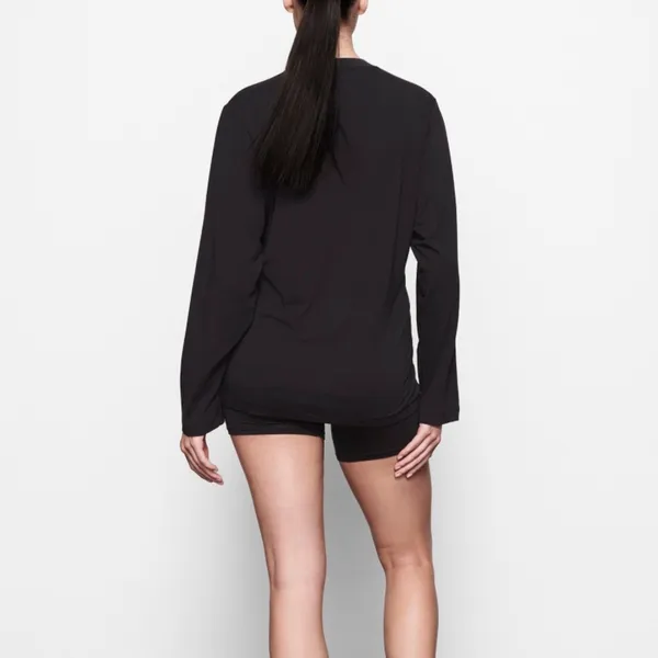 SKIMS boyfriend Long-sleeves T Shirt in Onyx Size XS - Image 4