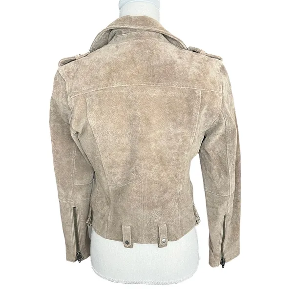 Blank NYC Taupe Suede Moto Jacket Classic Biker Style timeless size small - Image 3