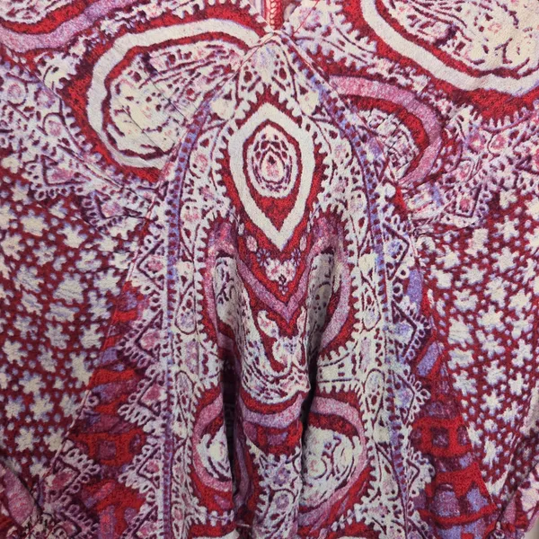 Free People Paisley Blouse M 100% Rayon Cropped Smocked Hem Boho Long Sleeve - Image 9