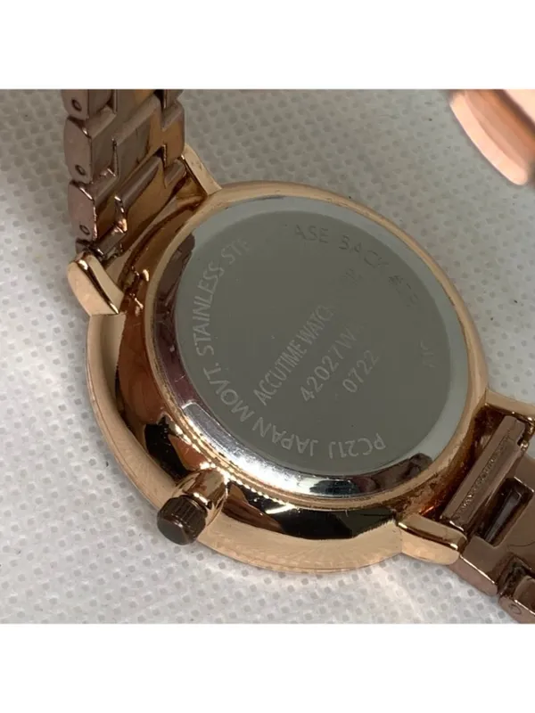 Accutime women’s watch brown tone quartz analog 35mm links bracelet running - Image 7