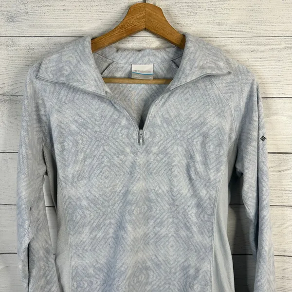 Columbia Womens size Medium Glacial IV Half Zip Fleece Pullover Geometric Blue - Image 3