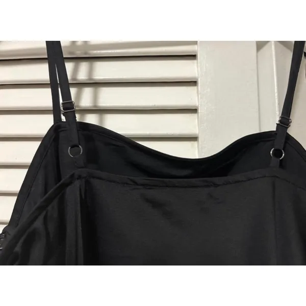Forever 21 black satin asymmetrical slip mini dress size small - Image 3