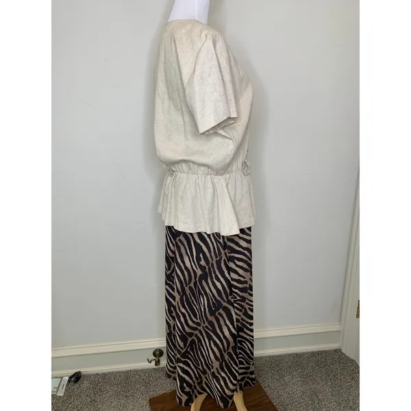 Studio I Mixed Print Safari Style Dress Zebra Print Skirt Sz Medium / Large - Image 5