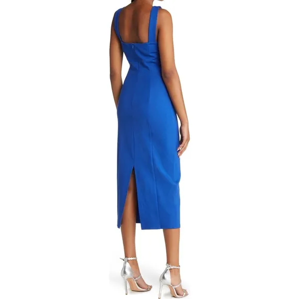 Elliatt Addilyn Bodycon Midi Dress Cobalt Blue Square Neck Chic size XS - Image 2