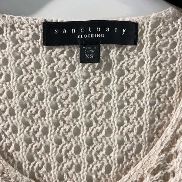 Sanctuary Swim Cover Up Womens Small Ivory Multi Boho Open Knit Crochet Top - Image 6
