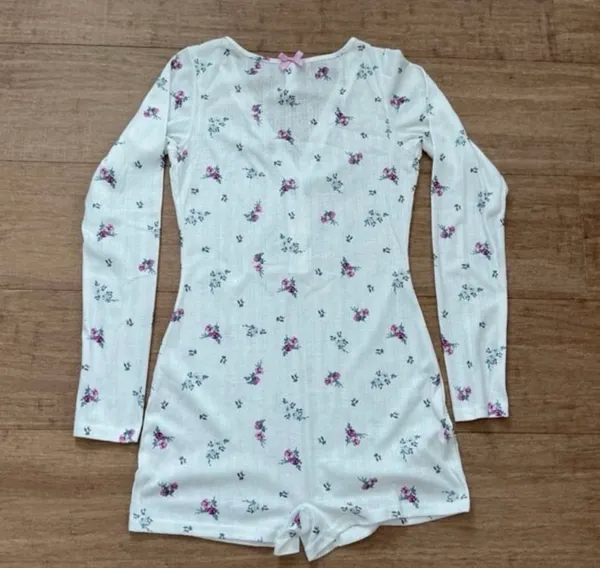 For Love & Lemons Pointelle Romper Sleepwear Lounge size S - Image 7