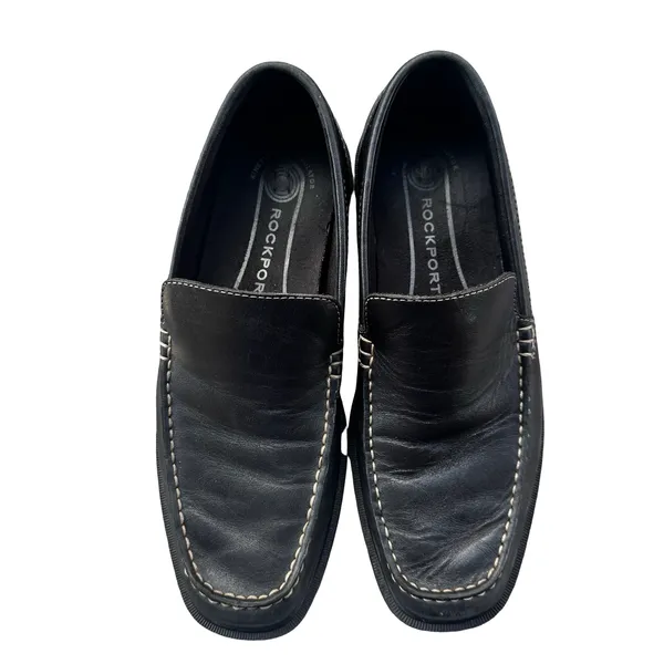 Rockport Men’s 9M Black Leather Loafers Slip On Business Casual Comfort Shoes - Image 3