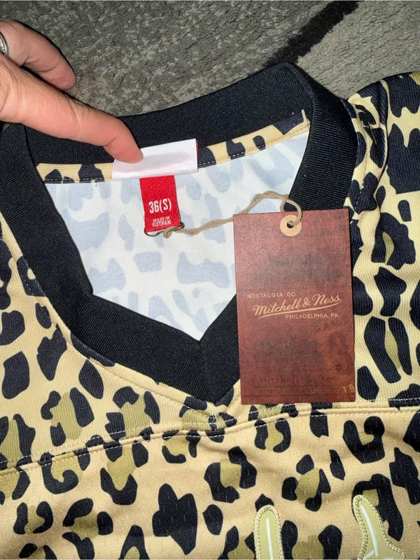 WWE Mitchell & Ness WrestleMania Vegas Leopard Print Jersey - Tan & Black - Image 5