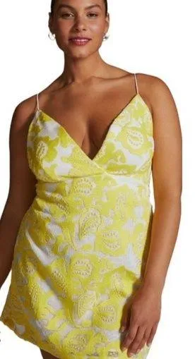 Maeve by Anthropologie NWT Yellow Embroidered Lace Mini Dress Size 6 - Image 2