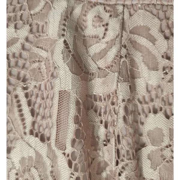 Pink Lace Fit Flare‎ Dress XS Sleeveless Ruffle Hem Party - Image 2