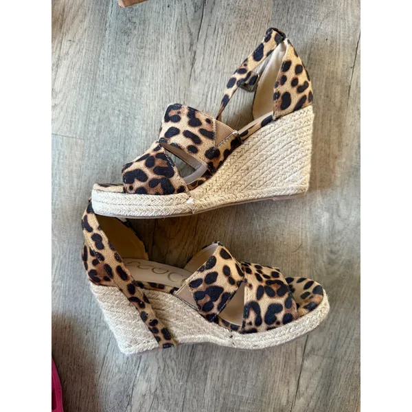 Cocci Womens Leopard Print Espadrille Wedge Sandals Brown Animal Print‎ Size 7 - Image 2