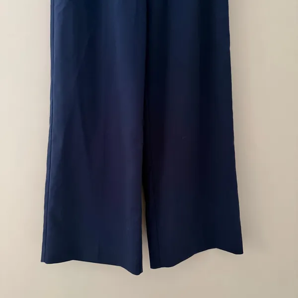 Ann Taylor Wide Leg Pleated Trouser Pants Navy Blue High Waist Women Size 8 - Image 2