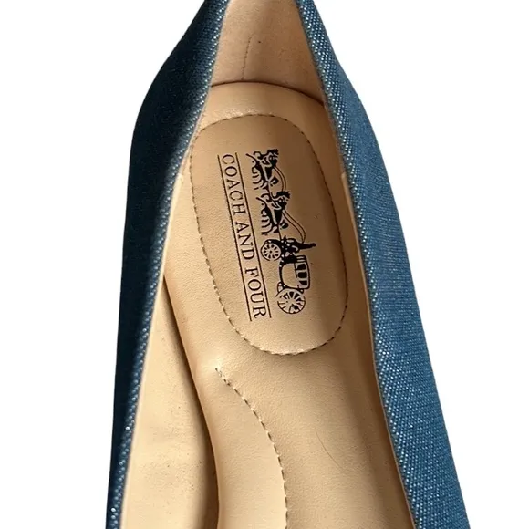 Coach and‎ Four Womens Denim Melitta Glitter Almond Toe Flats Size 6 - Image 5