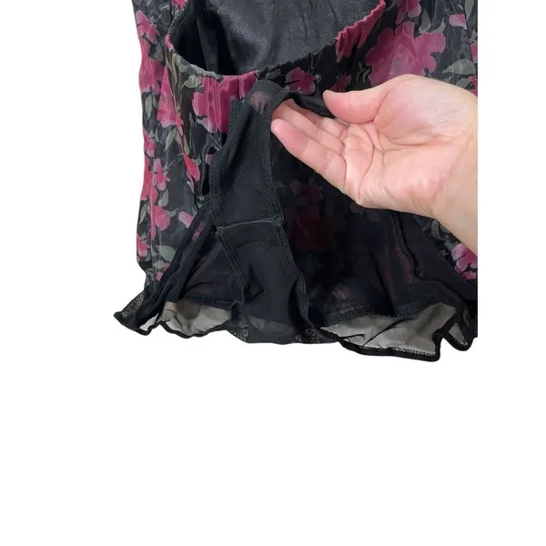 Lulus Black Floral Print‎ Organza Strapless Bodysuit Size Large NWT - Image 5