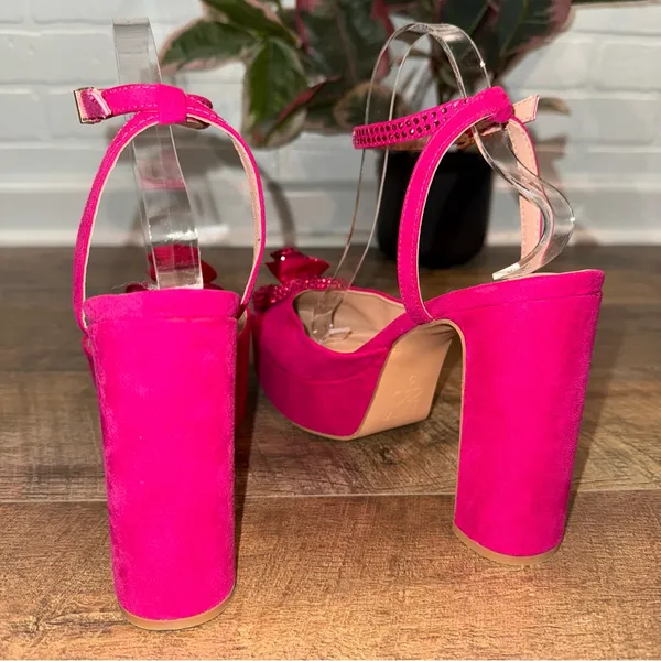 New York & Company Raya Rhinestone Flower Platform Heels Pump Size 9 - Image 9