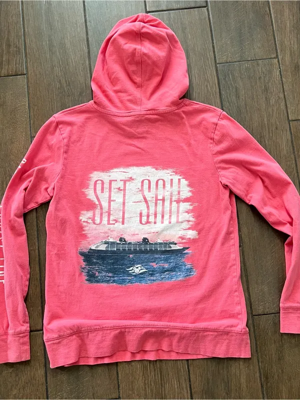 Disney Cruise Line Set Sail Long Sleeve Hooded T-Shirt Pink size Small - Image 6