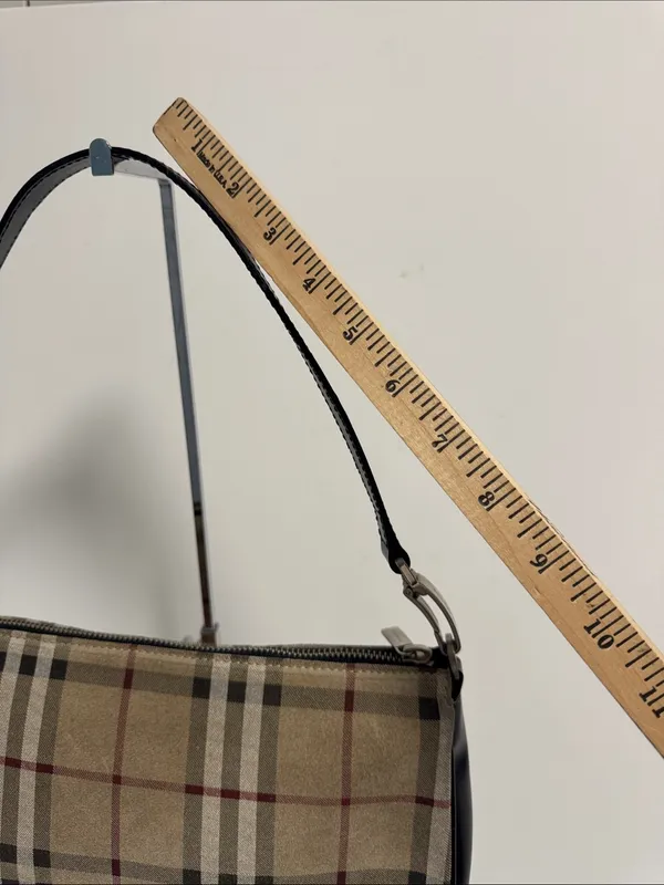 Burberry Suede Nova Check Vintage Shoulder Bag Leather Luxury Classy - Image 9