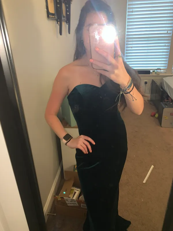 Revelry Emerald 614 Velvet Bridesmaid Dress - Image 4