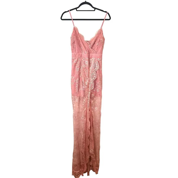 MAJORELLE Paisley Lace Floral‎ Maxi Dress Pink Small - Image 2