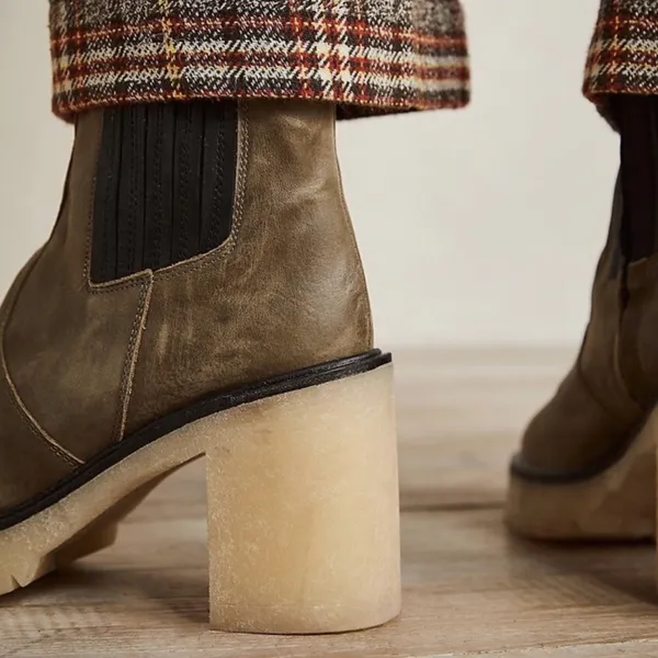 Free People James Chelsea Lug Sole Boots in Brown/Olive Green - Image 2