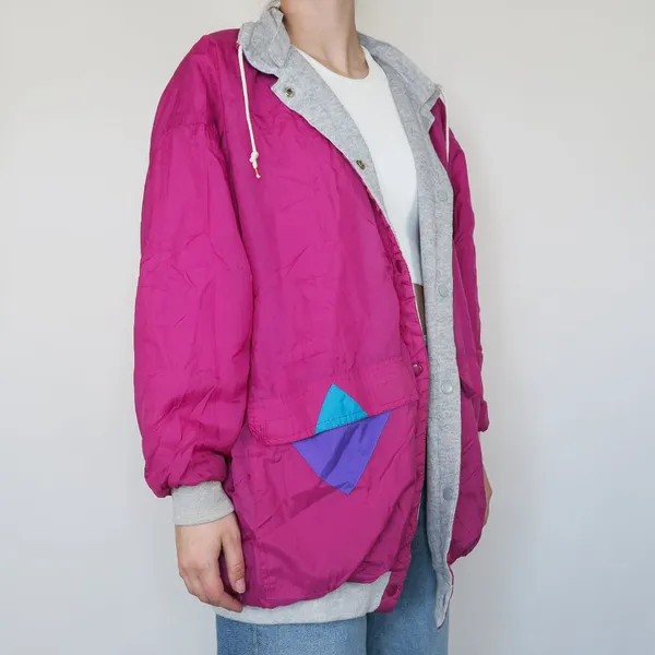 Vintage 80s Reversible Colorblock Windbreaker Jacket - Image 4