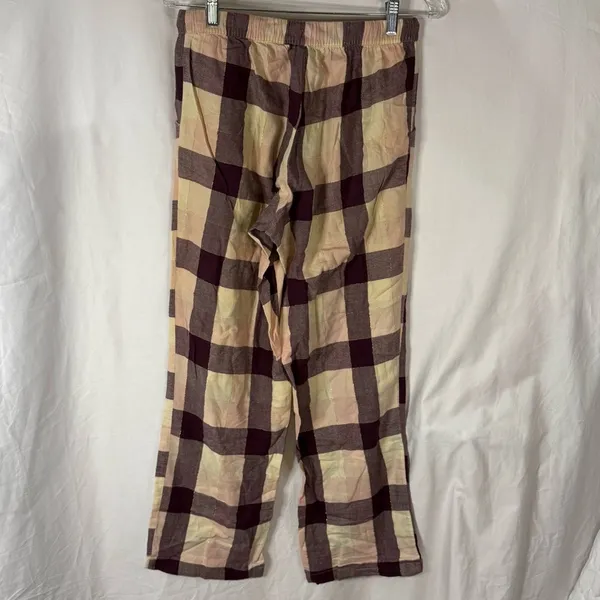 Secret Treasures Beige and Burgundy Plaid Lounge Pajama Pants — Size Small - Image 6