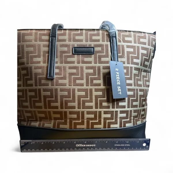 Fashion 2 Piece Bag NWT(NOT A FENDI BAG) Stylish Geometric Patterned Handbag Set - Image 14
