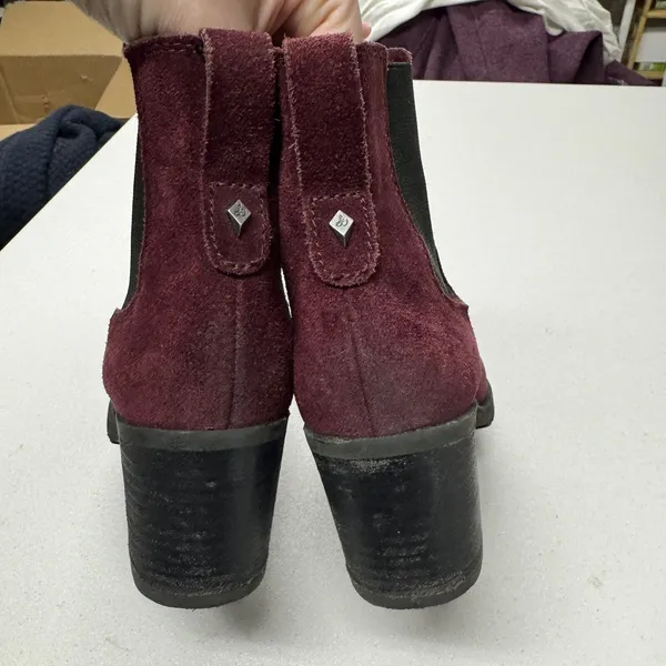 Sam Edelman Chunky Heel Chelsea Boots Suede Red Block Heeled Ankle 5.5 Classic - Image 4