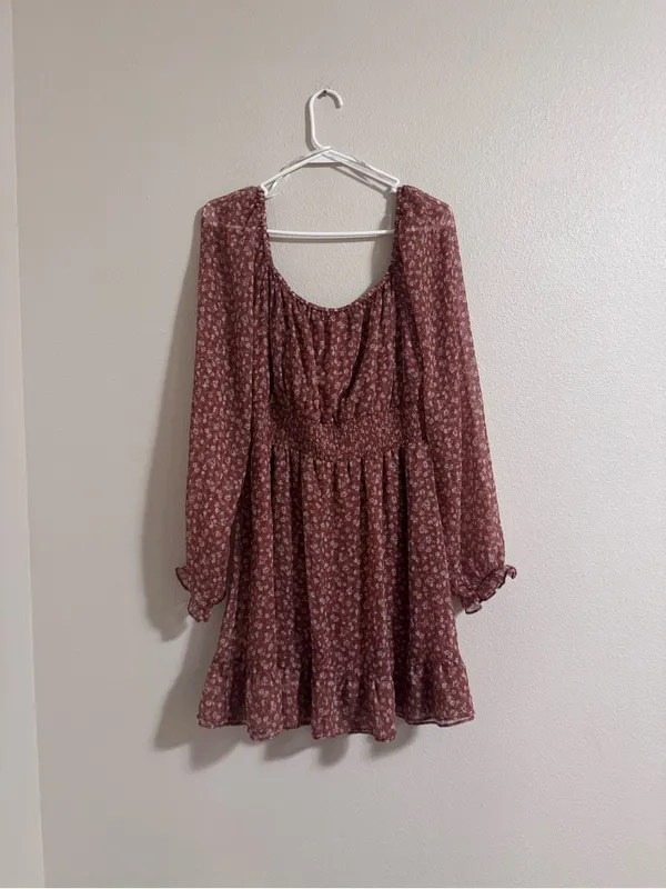 Lulu's Rust Floral Tie-Front Mini Dress - Image 3