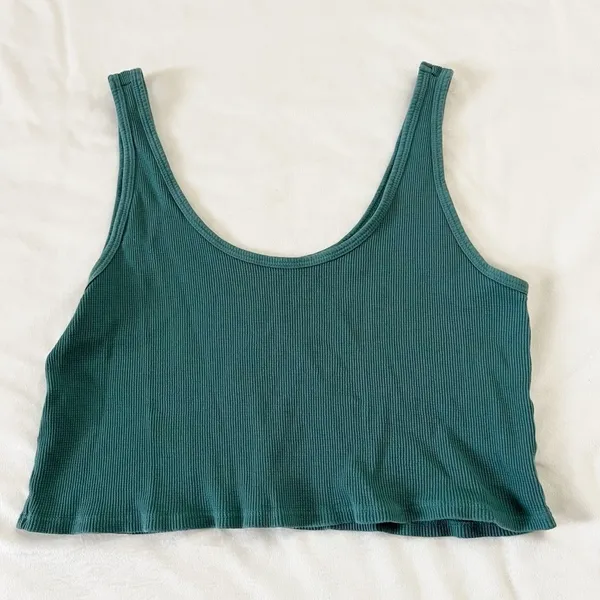 set active crop tank top waffle knit emerald green - Image 4