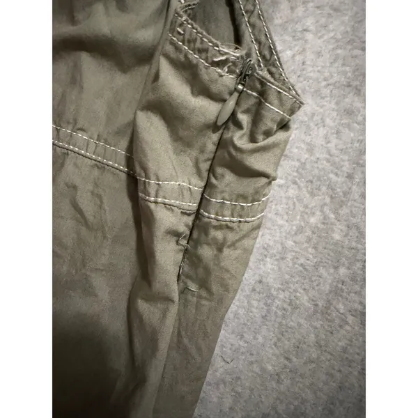 Hunter & Brown Cargo Overalls Womens XL Olive Green Wide Leg Cotton HBP421 - Image 3