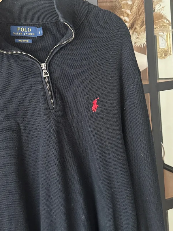 Polo Ralph Lauren 1/4 Zip sweater knit half pima cotton embroidered logo - Image 7