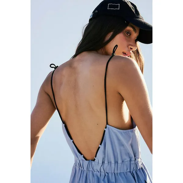 New Free People Sz XSmall Movement Star Player One piece Jumpsuit Gray Blue - Image 2