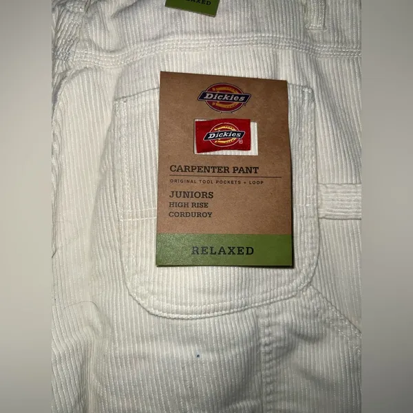 NWT Dickies Cream Corduroy Pants Straight-Leg Design size 11 - Image 4