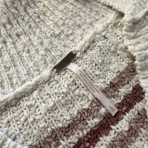 Free People Kennedy Striped Collared Cropped Chunky Knit Sweater Size Large - Image 8