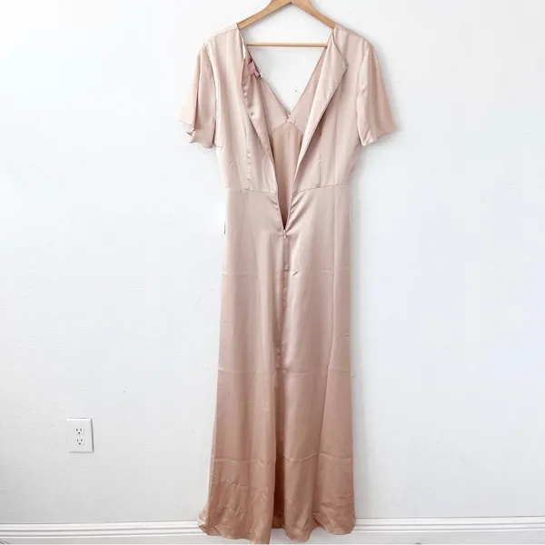 Show Me Your Mumu Rome Twist Maxi Dress Champagne Wedding Bridesmaid Satin Gown - Image 9