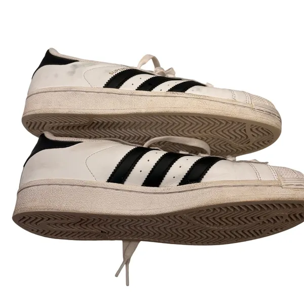 Adidas Superstar Sneakers 6.5 White Black Leather Classic Shell Toe College Shoe - Image 6