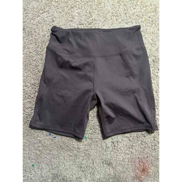 LegEnd Active‎ Womens High Waisted Ribbed Biker Shorts Purple XL 7 Inch Inseam - Image 2