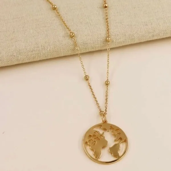 3/$30 💛 Worldwide Globe Pendant Necklace Gold - Image 2