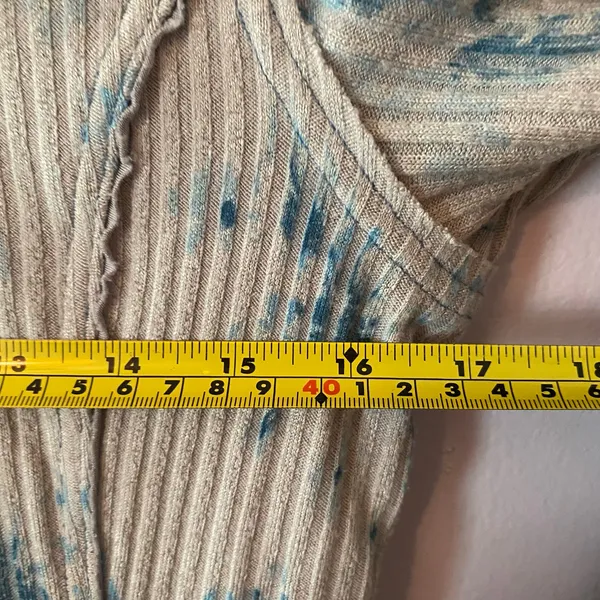 Free People Gray Blue Ribbed Henley Loungewear Top Long Sleeves Women size Large - Image 7