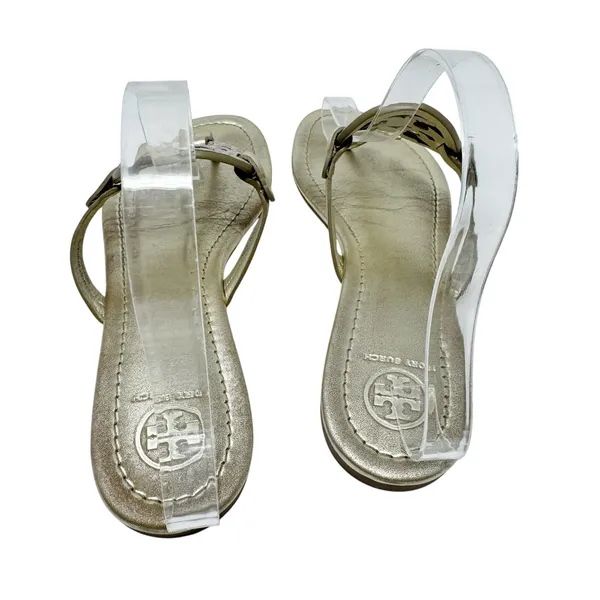 Tory Burch Miller Crystal Embellished Sandal Platinum Metallic Size 8 - Image 6
