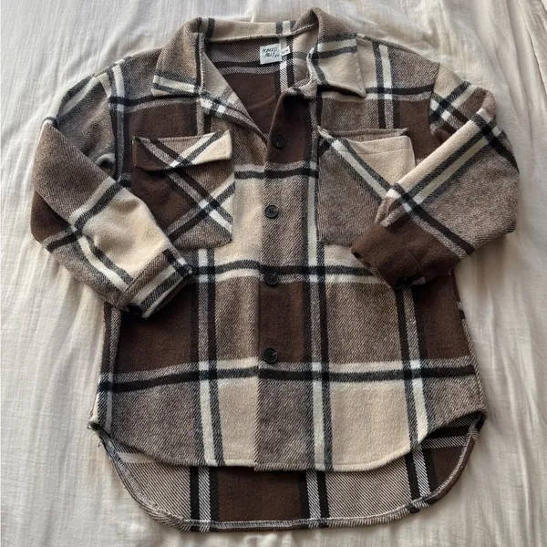 Princess Polly Brown Plaid Lightweight Jacket - Image 4