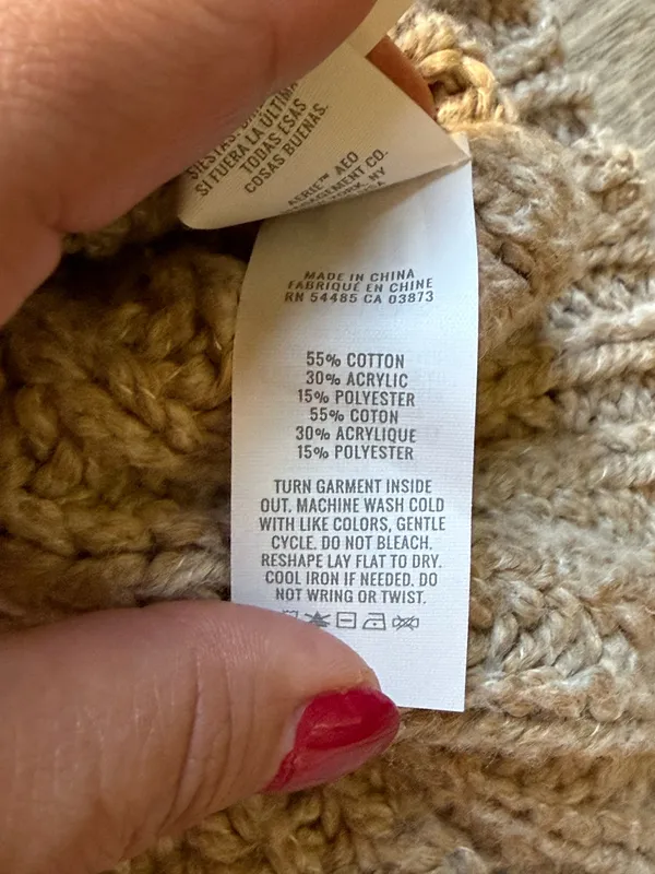 Aerie Wide Ribbed Tan Pullover Sweater Size XS Cotton Blend Measurements Length: approx. 22in from shoulder to hem Chest: approx. 22in from armpit to armpit lying flat 1188B60626e - Image 7