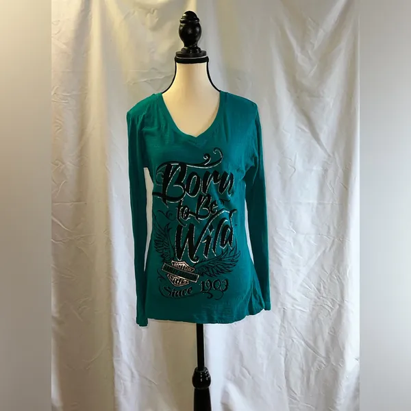 Harley Davidson Born to be Wild Long Sleeve Tee Size Lg Biker Denney’s HD - Image 3