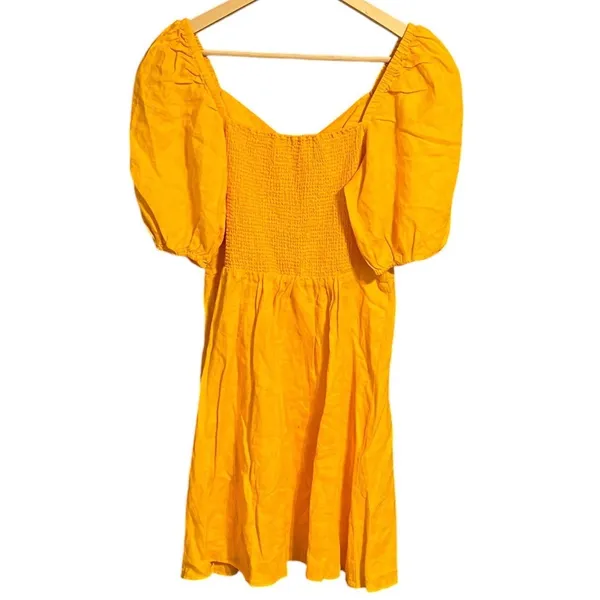 The Drop Nala Mango Linen Puff Sleeve Mini Dress Small NWT - Image 5